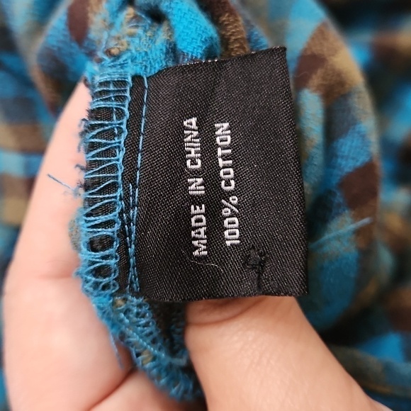 One 24 Rags Flannel Button Down Plaid Shirt Small Raw Hem Oversized Fall - Picture 12 of 12